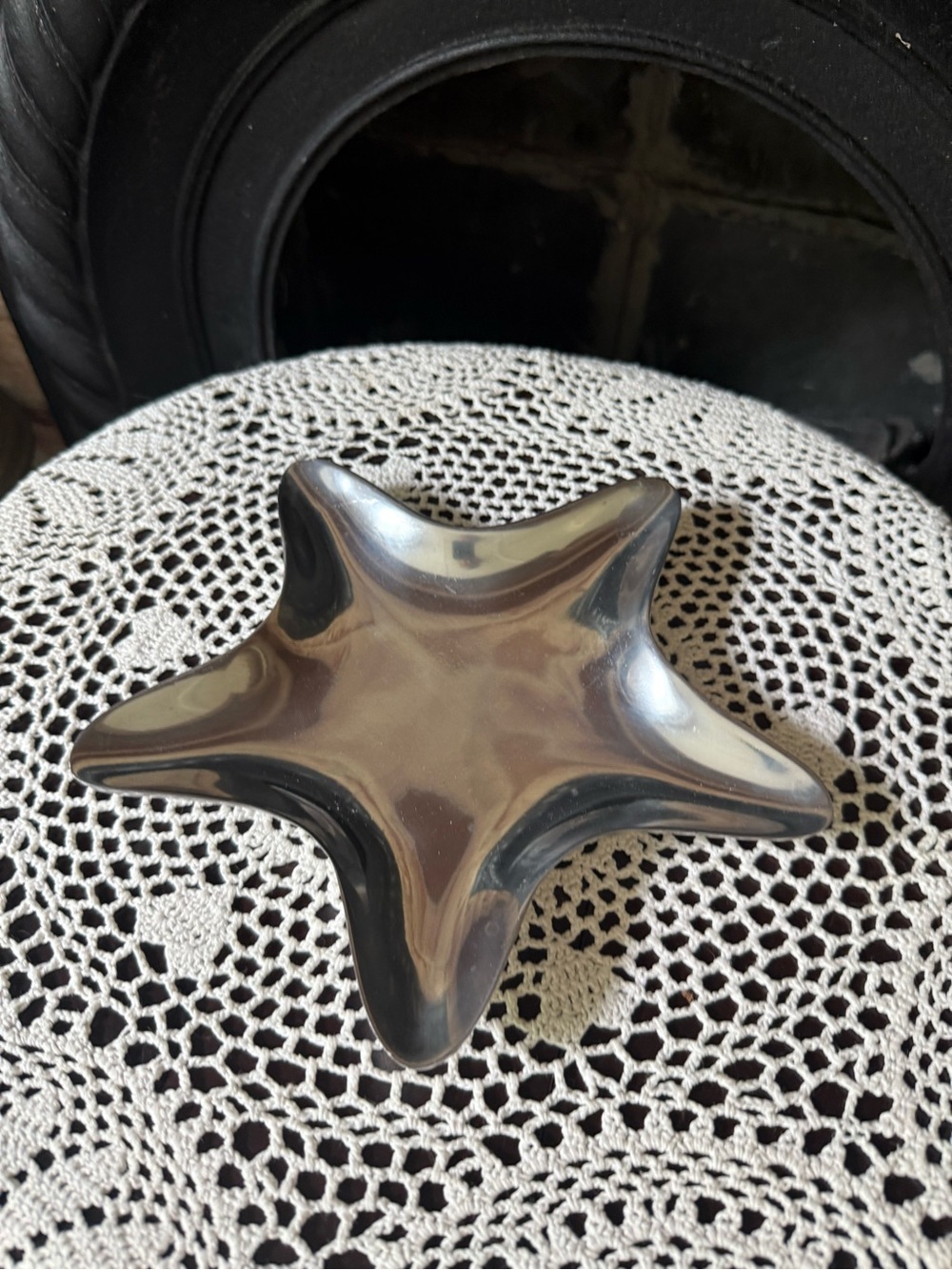 Vintage Cast Aluminum Starfish Trinket Dish Catch All - Silver Tone